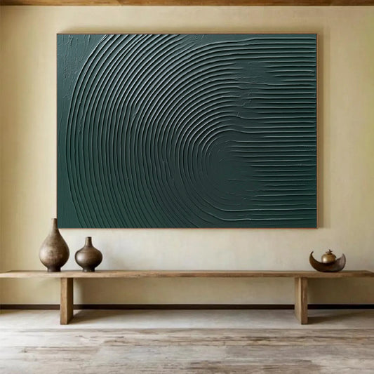“Green Circular Textures” - Deep Greens, Textured Circular Patterns - Abstract Acrylic Painting HB1752