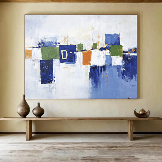 “Colorful Geometric Blocks” - Blue, Green, Orange, Abstract Geometric Blocks HB1130