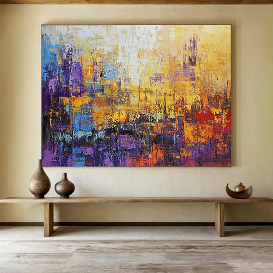 “Colorful Abstract City” - Purple, Orange, Blue, Abstract Cityscape HB1131