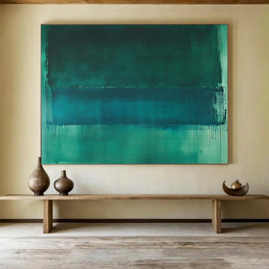 “Teal Layers” - Green, Blue, Teal, Minimalist Color Field Painting On Canvas HB1061