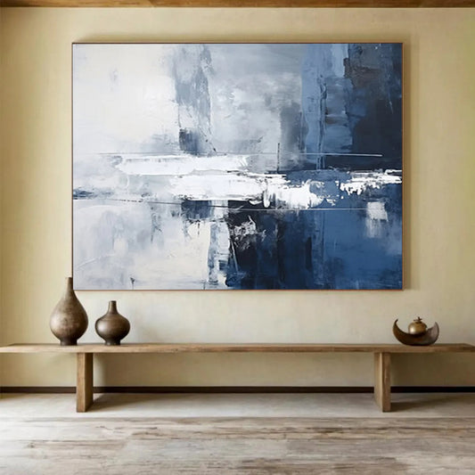 Blue - Gray Abstract Cityscape - Modern Office Decor DLZ103