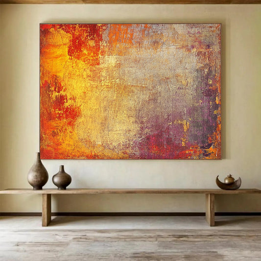 “Warm Textured Background” - Orange, Yellow, Red, Purple, Gray - Textured Abstract Background - Acrylic Painting HB1325