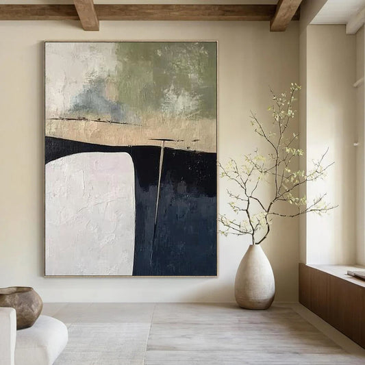 Contemporary hand-painted abstract artwork featuring vibrant colors and dynamic shapes, ideal for modern decor and artistic expression. DLZ1783