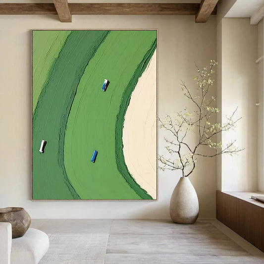 Contemporary hand-painted abstract artwork featuring bold colors and dynamic shapes that create an intriguing visual experience for modern decor. DLZ1781