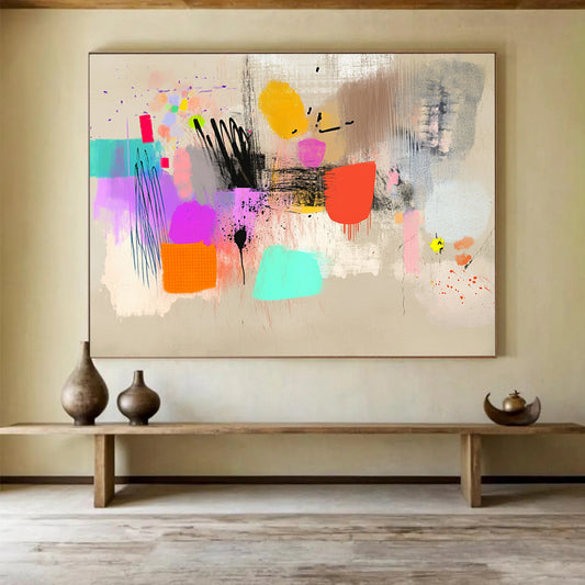 “Colorful Mixed - Media Abstract” - Contemporary Abstract Painting HB0533