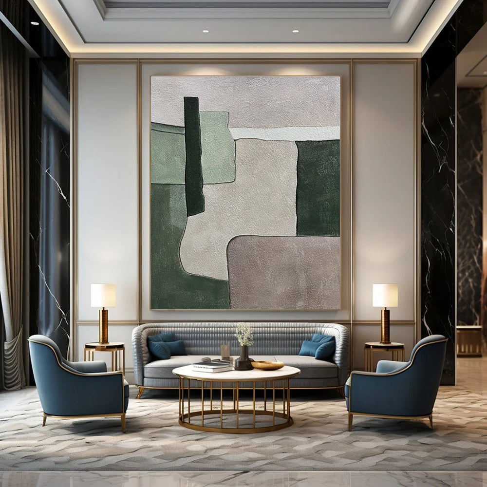 Custom Hand-Painted Abstract Painting for Dining Room & Hotel Rooftop Gardens