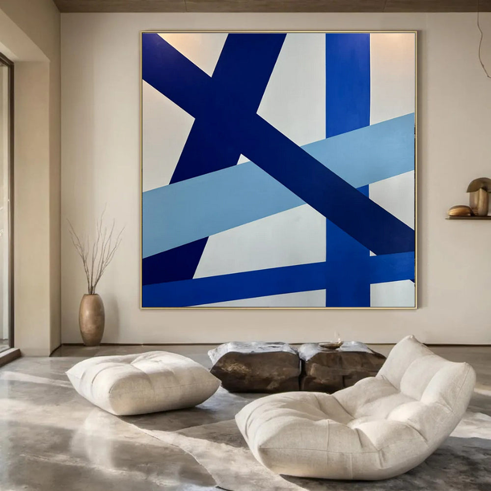 Super-Sized Hand-Painted Modern Abstract Wall Decor for Chic Home Libraries