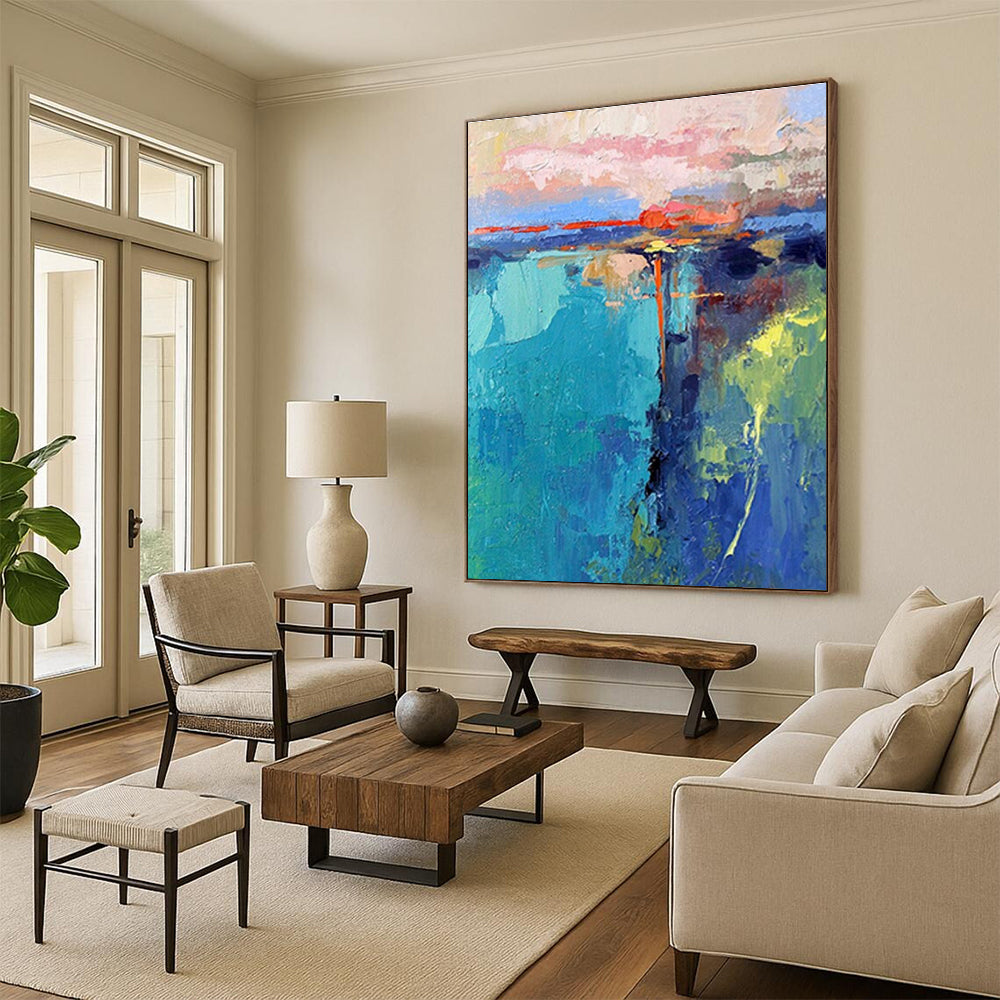 Vast Custom Abstract Art for Home Wine Cellar Tasting Counter Wall