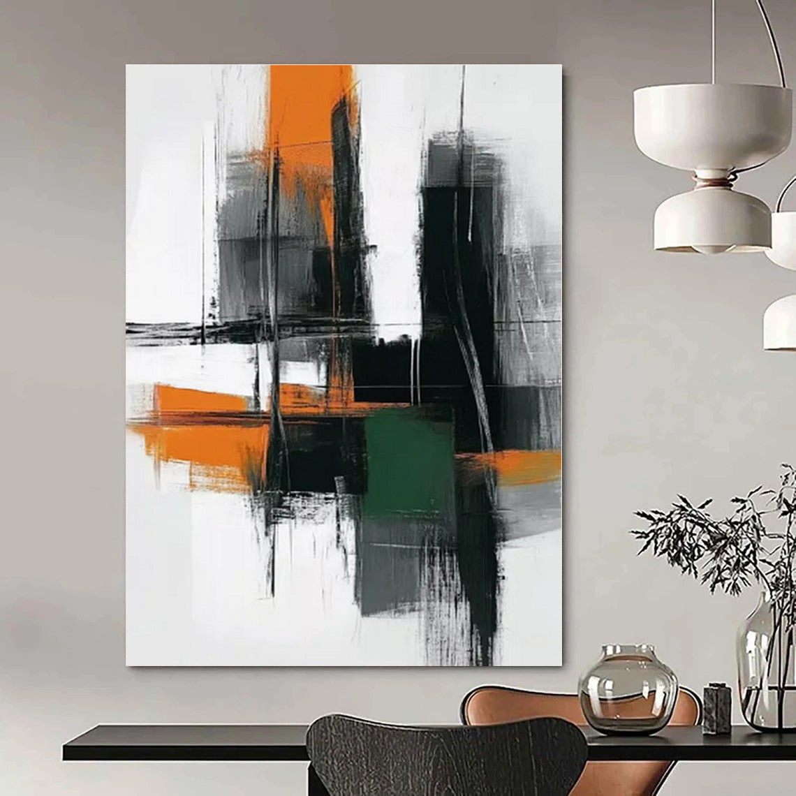 Tropical Oasis Hand-Painted Abstract Canvas for Beachy Bedrooms
