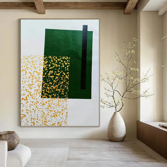 Large-Scale Hand-Painted Abstract Mural for Living Room and Hallway
