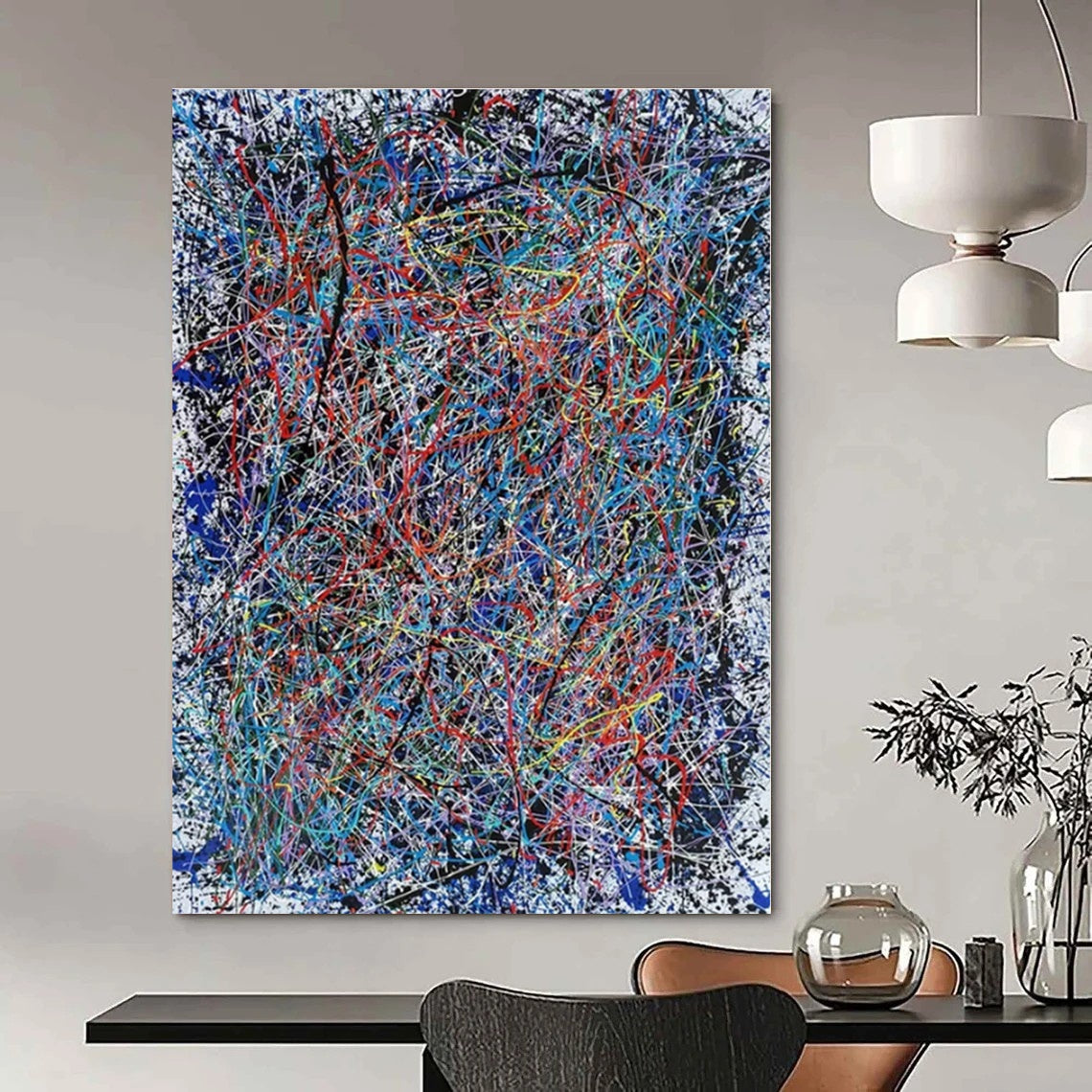 Oversized Custom Hand-Painted Abstract Canvas for Office Training Halls