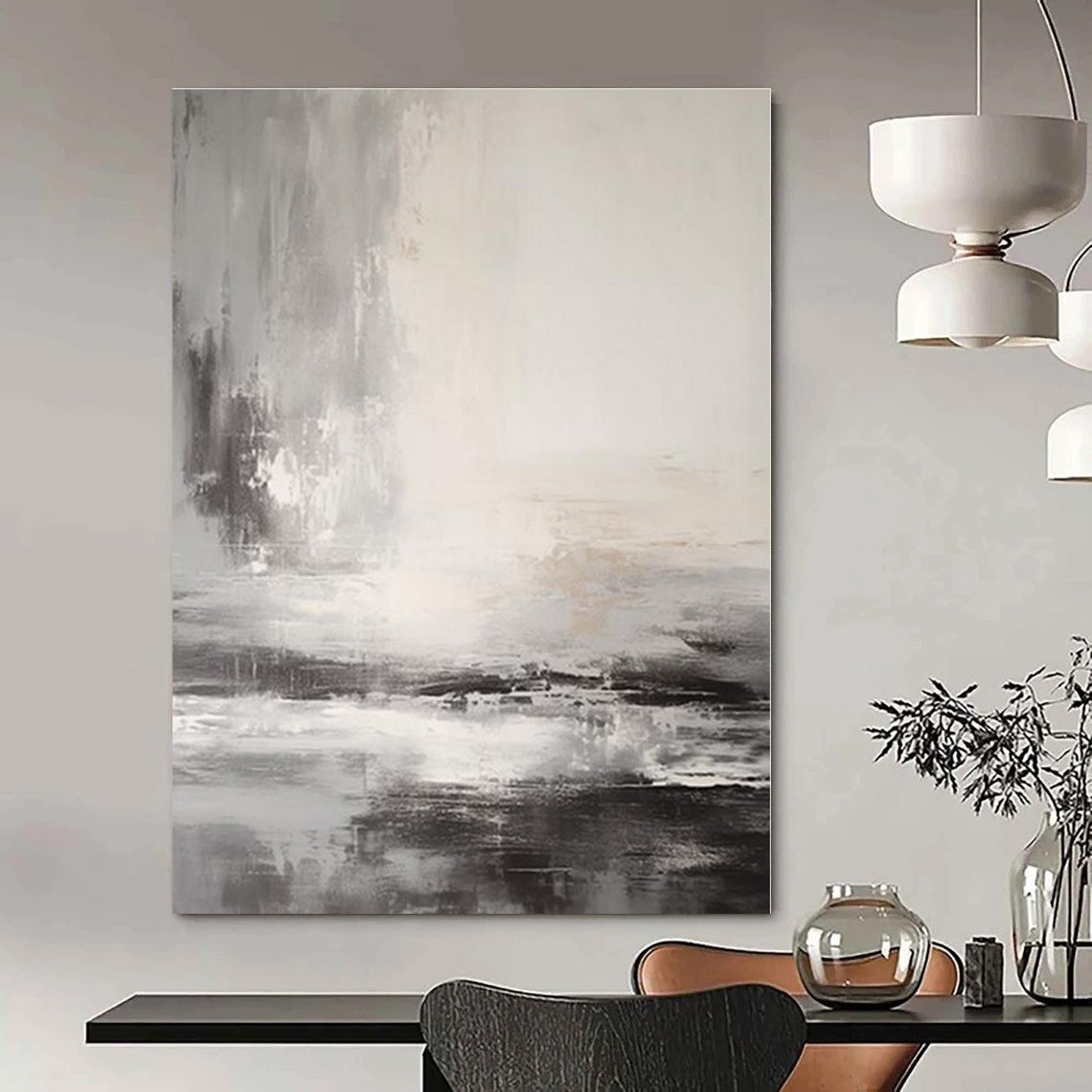 Oversized Custom Hand-Painted Abstract Painting for Office and Hotel Executive Suites