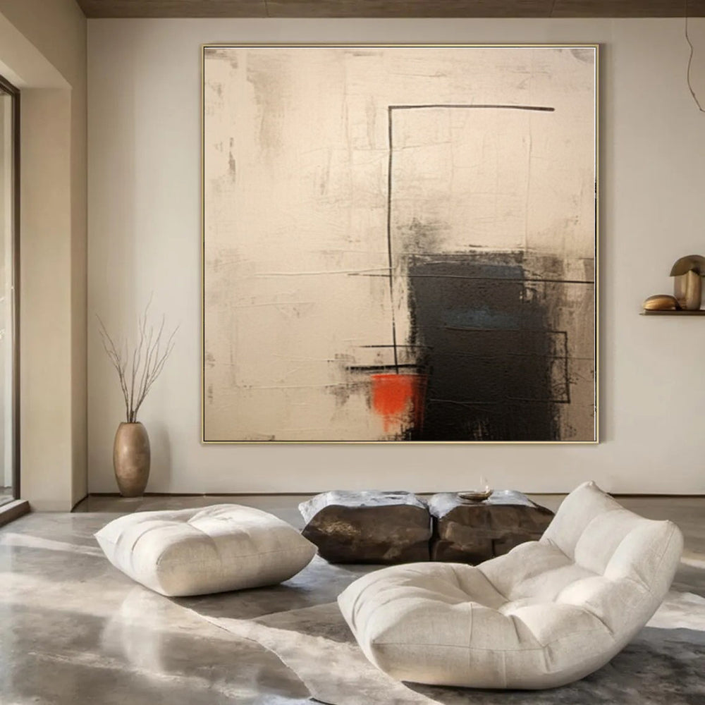 Oversized Hand-Painted Modern Abstract Mural for Office Print Rooms