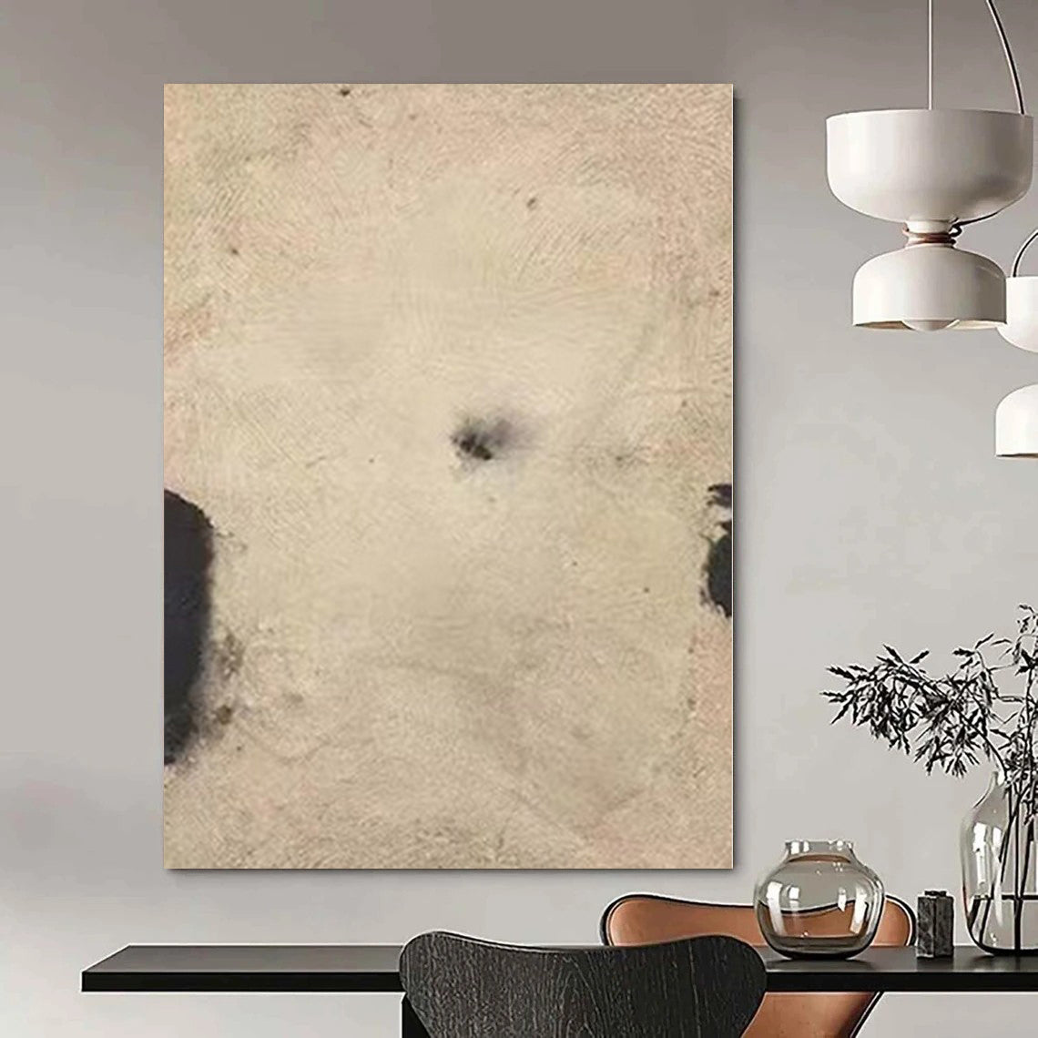 Gigantic Hand-Painted Modern Abstract Mural for Dining Room Alcoves