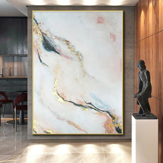 Gigantic Hand-Painted Abstract Painting for Hallway Stairwell Wall