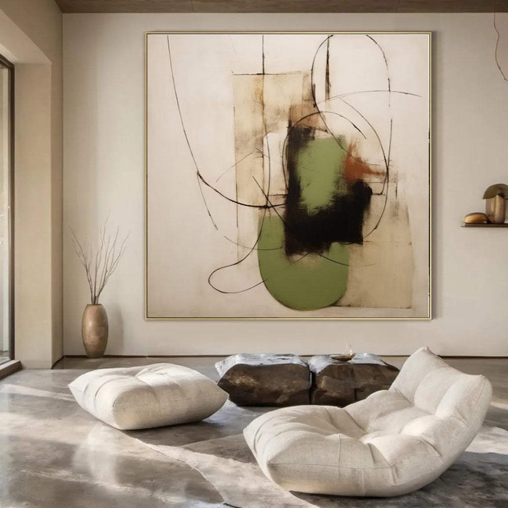 Colossal Hand-Painted Contemporary Abstract Mural for Office Training Halls
