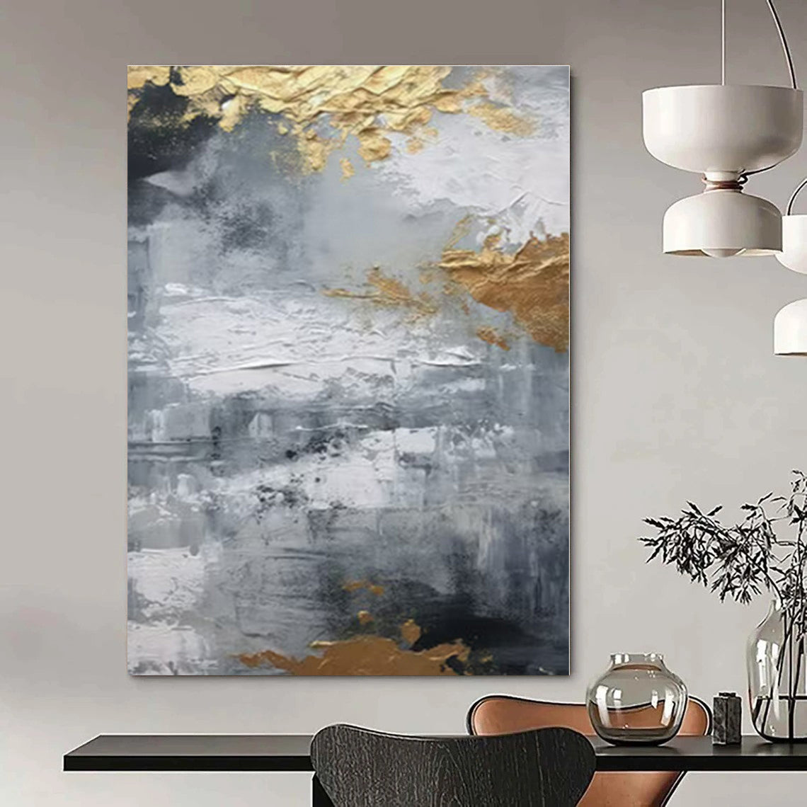 Industrial Steampunk Hand-Painted Abstract Wall Decor for Unique Bedrooms