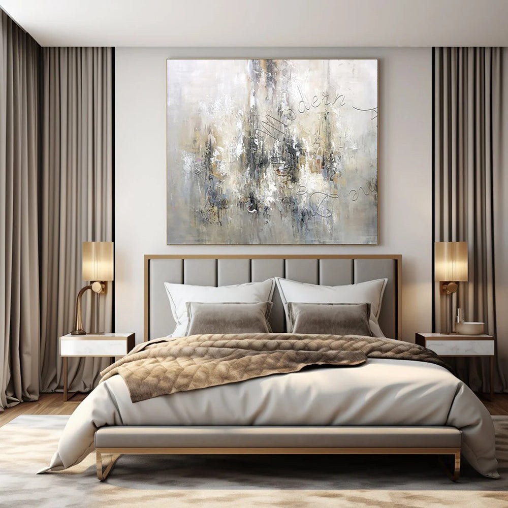 Hand-Painted Extra-Large Contemporary Abstract Painting for Luxury Hotel Ballrooms
