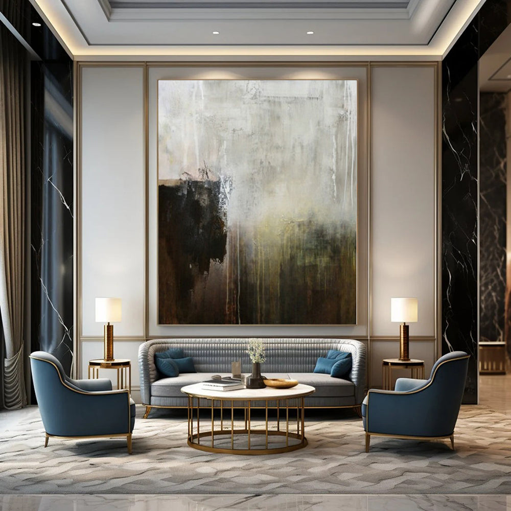 Striking Hand-Painted Abstract Painting for Living Room Above Sofa Headers