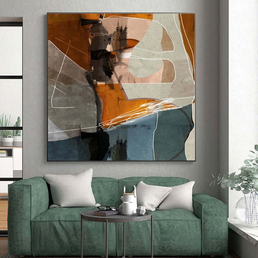 Gigantic Abstract Botanical Hand-Painted Painting for Mudroom Paw Wash Wall