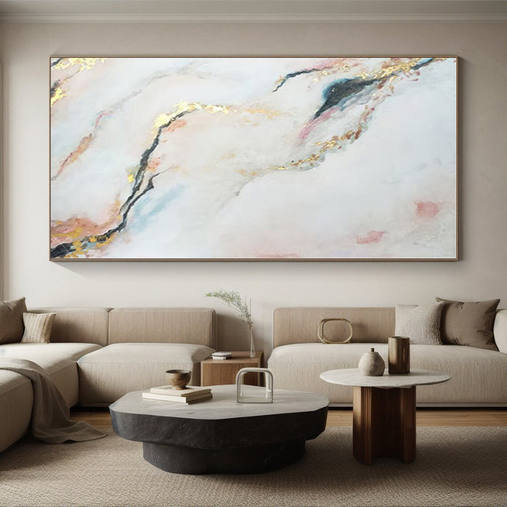 Gigantic Hand-Painted Abstract Painting for Hallway Stairwell Wall
