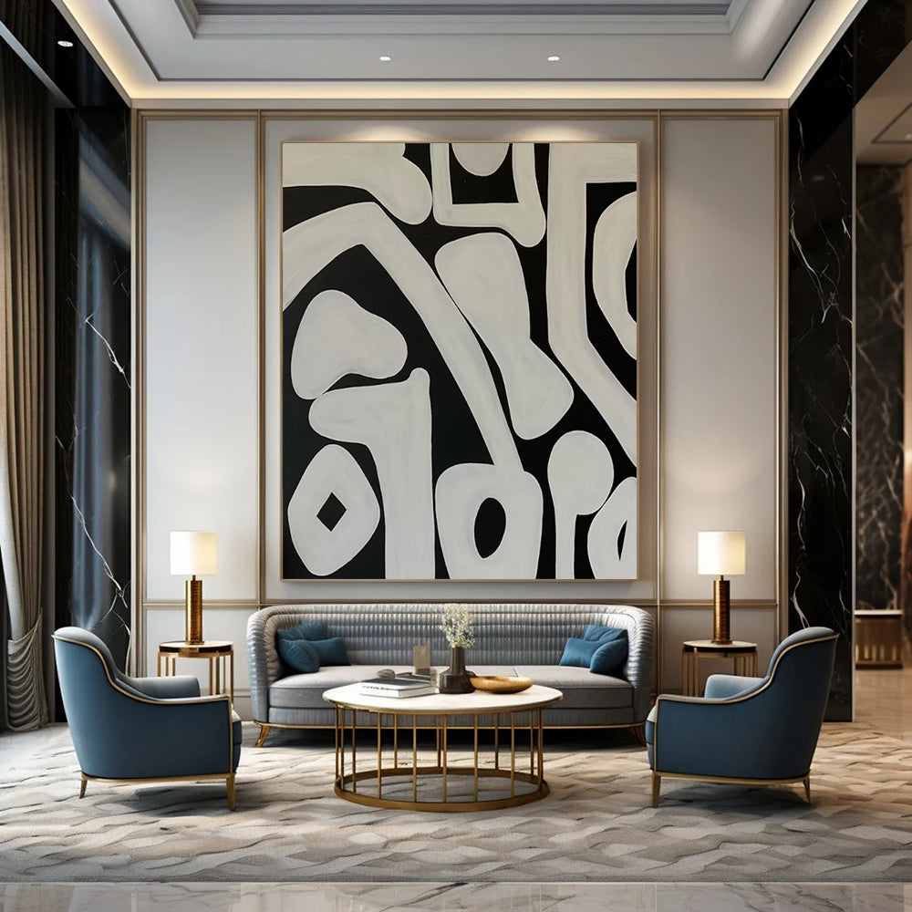 Gigantic Hand-Painted Modern Abstract Canvas for High-End Villa Living Rooms