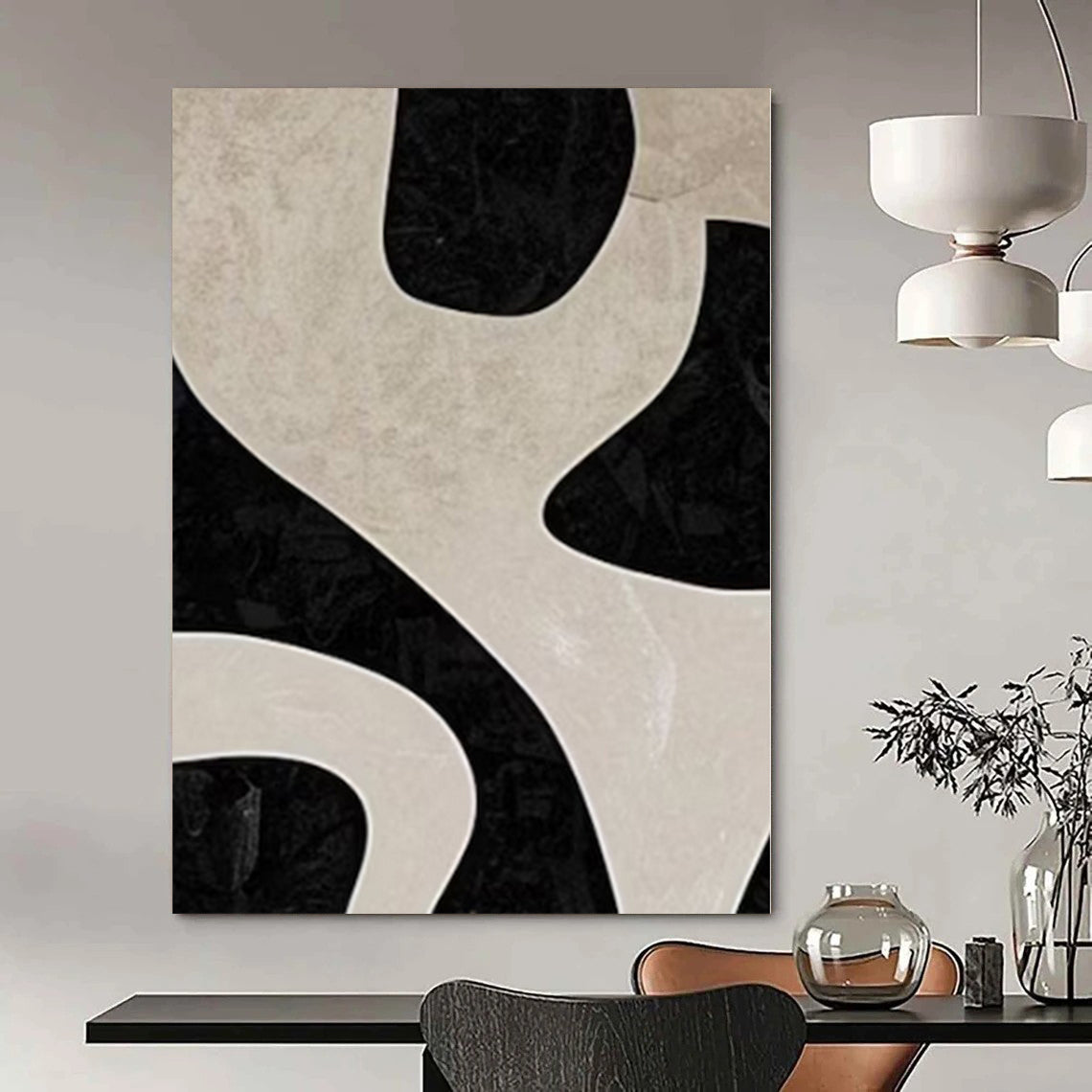 Large Hand-Painted Contemporary Abstract Wall Art for Family Home Mudrooms
