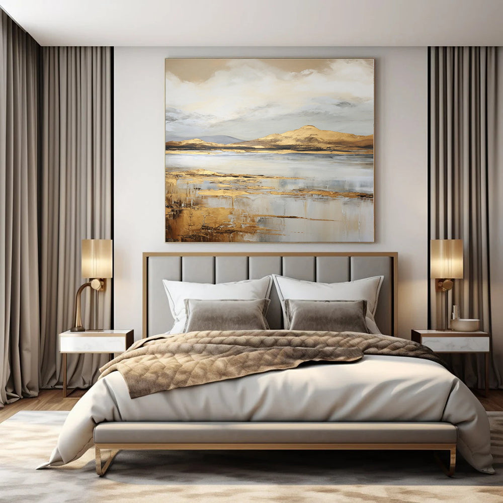 Retro Revival Hand-Painted Abstract Art for Nostalgic Bedrooms