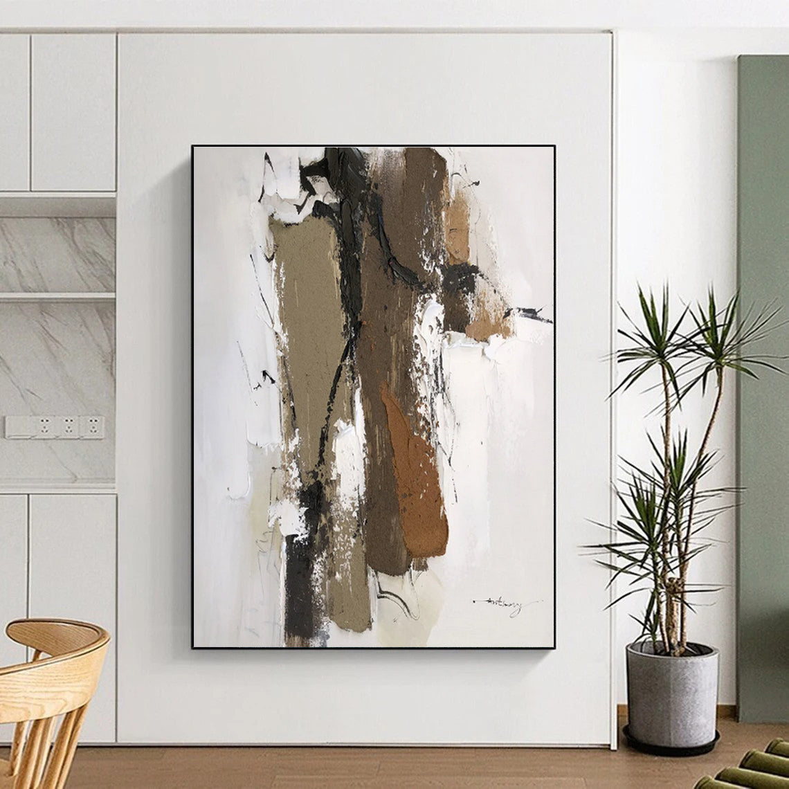 Oversized Custom Hand-Painted Abstract Painting for Home Library Study Nook Wall