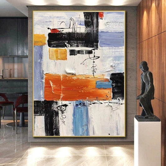 Large-Scale Bespoke Abstract Art for Guest Room Fireplace Mantel Wall