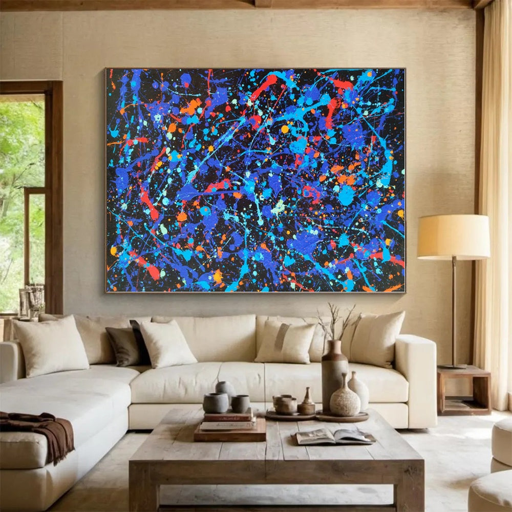 Massive Custom Abstract Painting for Home Library Bookcase Backdrop Wall