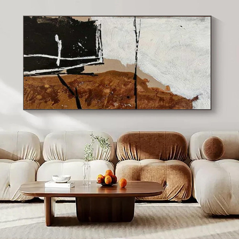Colossal Hand-Painted Contemporary Abstract Canvas for Living Room Foyer Adjacent Walls