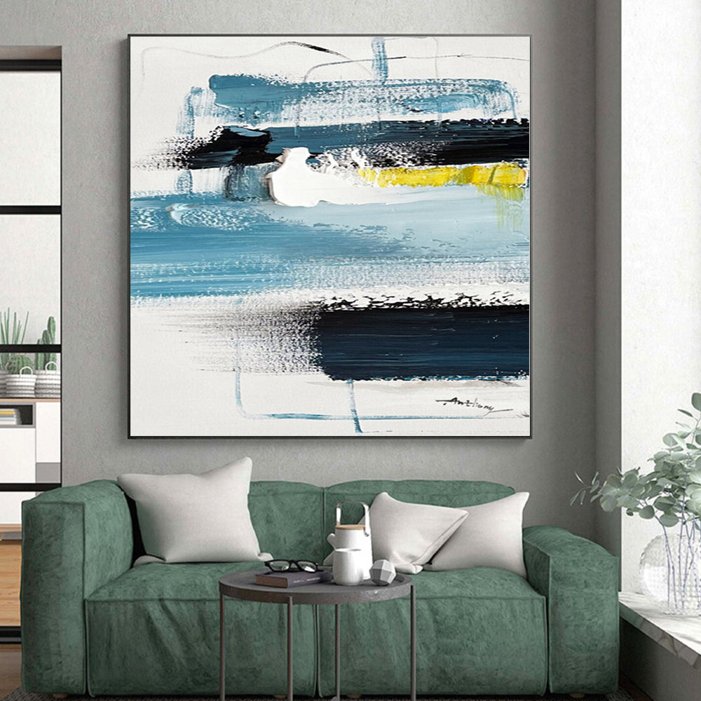 Made-to-Order Oversized Hand-Painted Abstract Art for Living Room Entertainment Wall