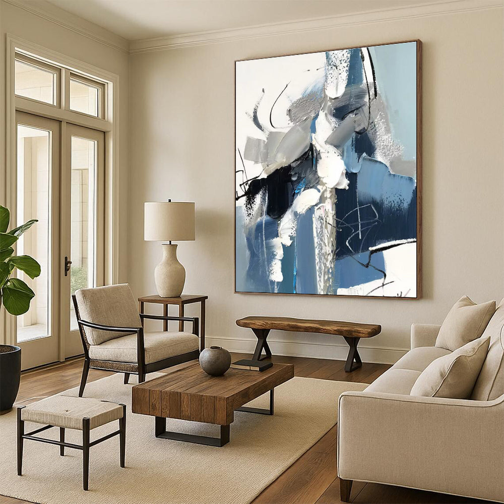 Monumental Modern Abstract Canvas for Nursery Soothing and Contemporary Design