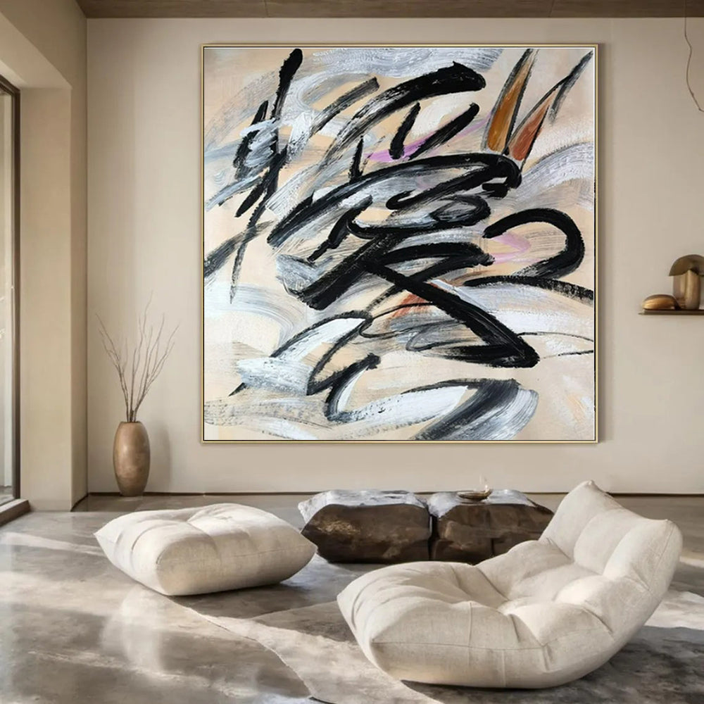Oversized Custom Hand-Painted Abstract Canvas for Office Legal Departments