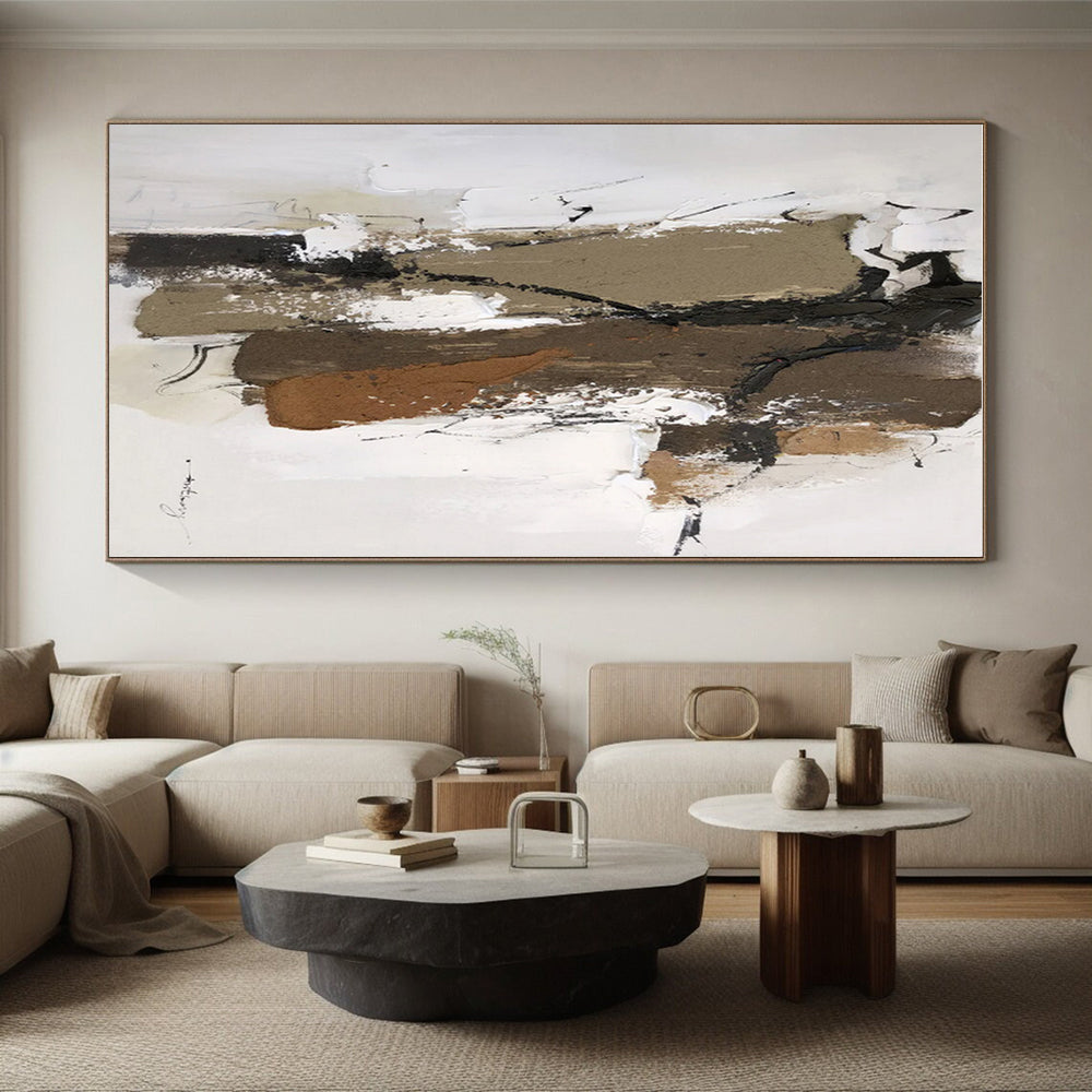 Oversized Custom Hand-Painted Abstract Painting for Home Library Study Nook Wall