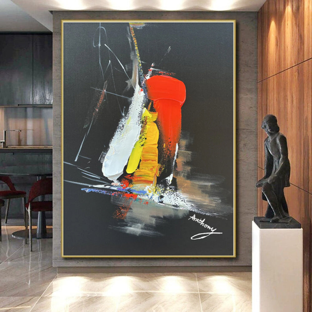 Gigantic Hand-Crafted Abstract Canvas for Dining Room Feast Wall