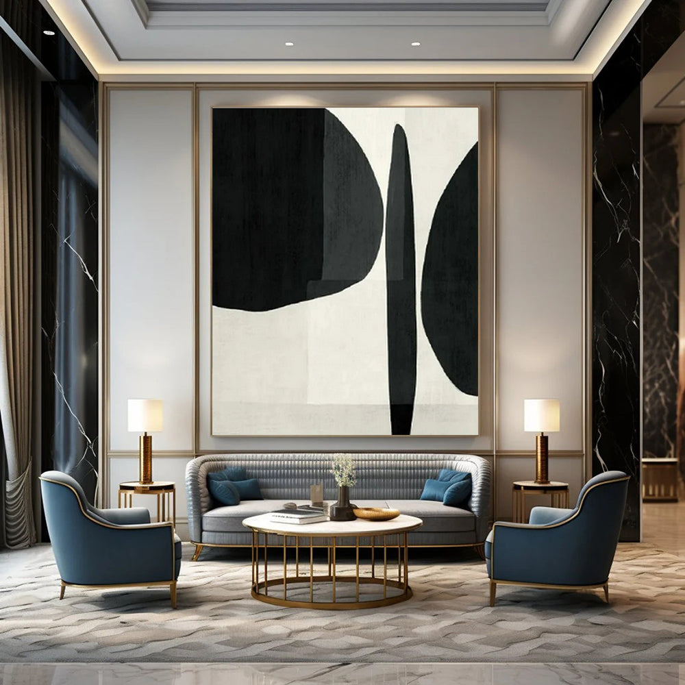Custom Hand-Painted Abstract Mural for Living Room & Hotel Fitness Centers