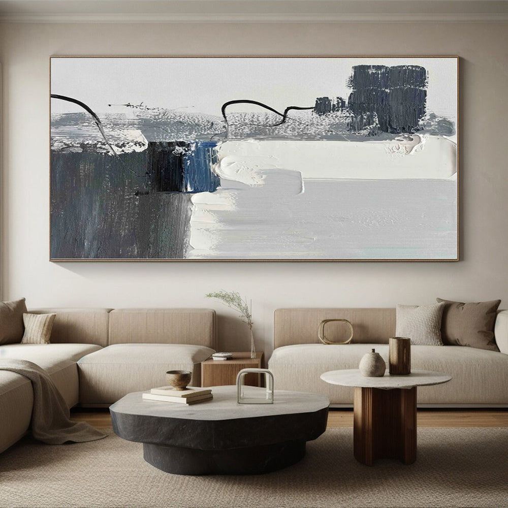 Large-Scale Made-to-Order Hand-Painted Abstract Canvas for Kitchen Breakfast Nook Wall
