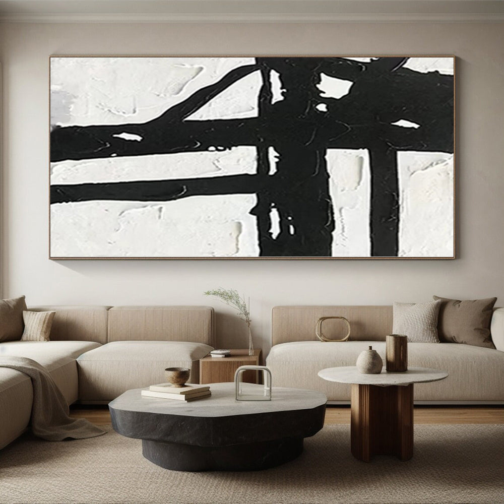 Giant Hand-Painted Abstract Art for Basement Home Theater Feature Walls