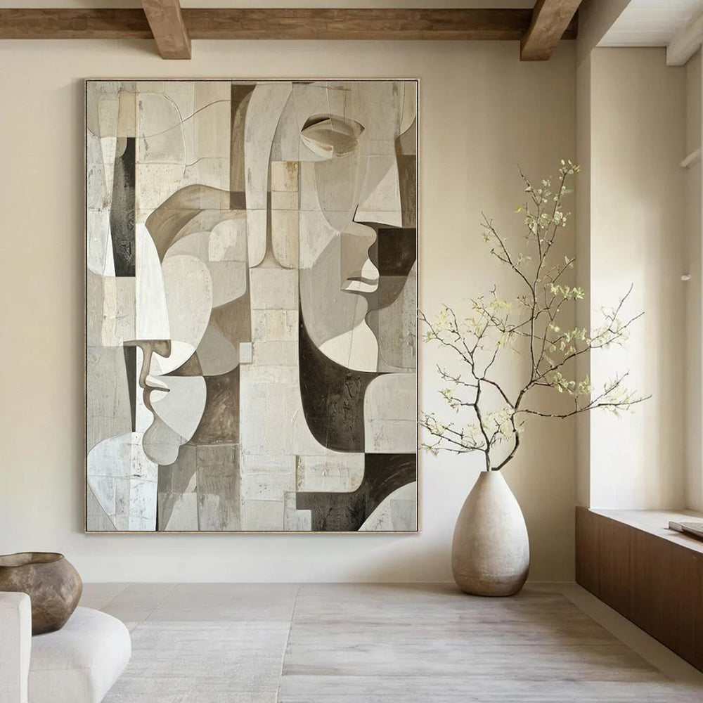 Oversized Custom Hand-Painted Abstract Canvas for Bar & Entryway