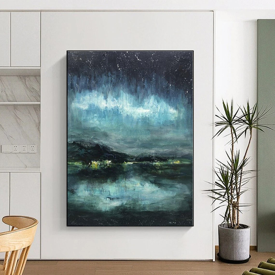 Oversized Custom Abstract Painting for Mudroom Pet Washing Station Wall