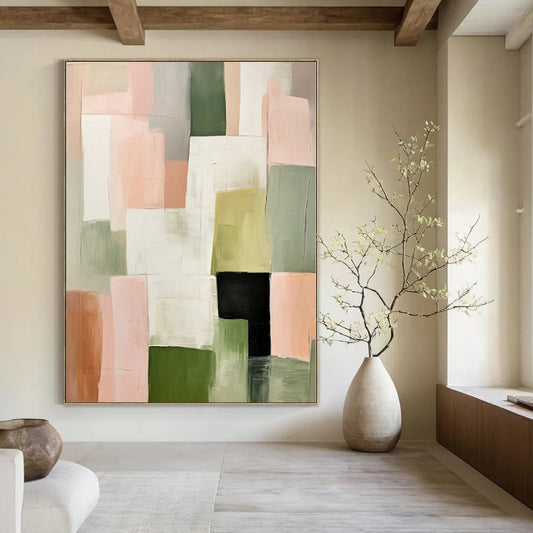 Oversized Abstract Wall Art for Sauna Interiors - Commissioned Mixed Media on Canvas