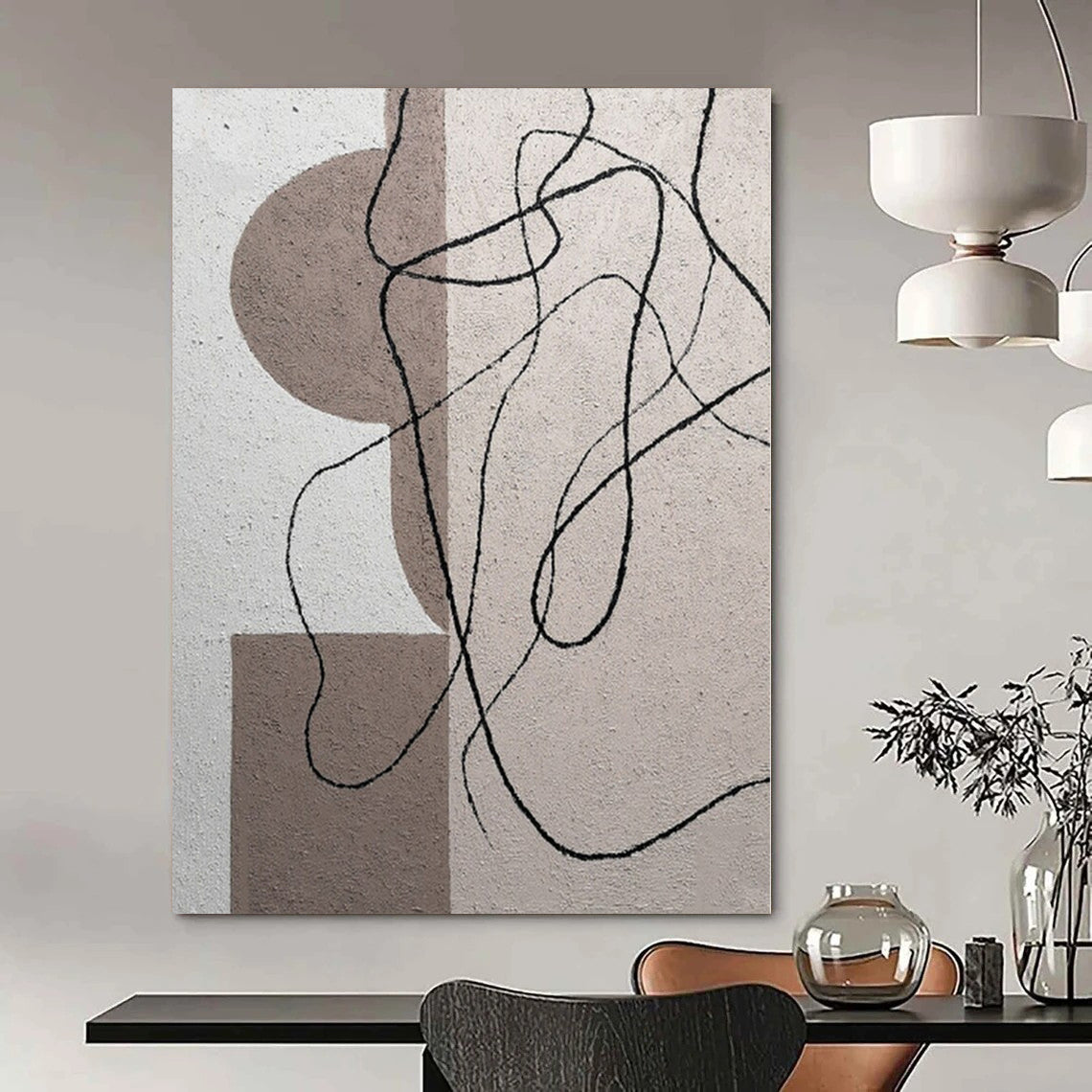 Huge Hand-Painted Contemporary Abstract Painting for Family Home Artistic Workshops