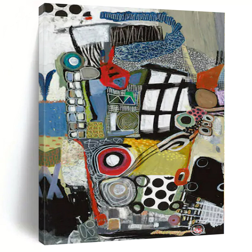 Large-Scale Hand-Painted Contemporary Abstract Mural for Family Home Kitchens