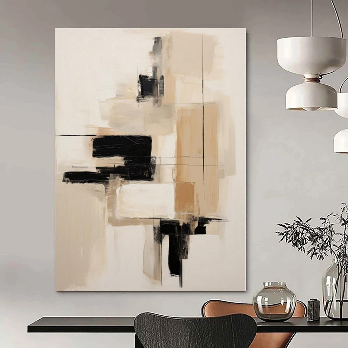 Large-Scale Hand-Painted Contemporary Abstract Mural for Office IT Help Desks