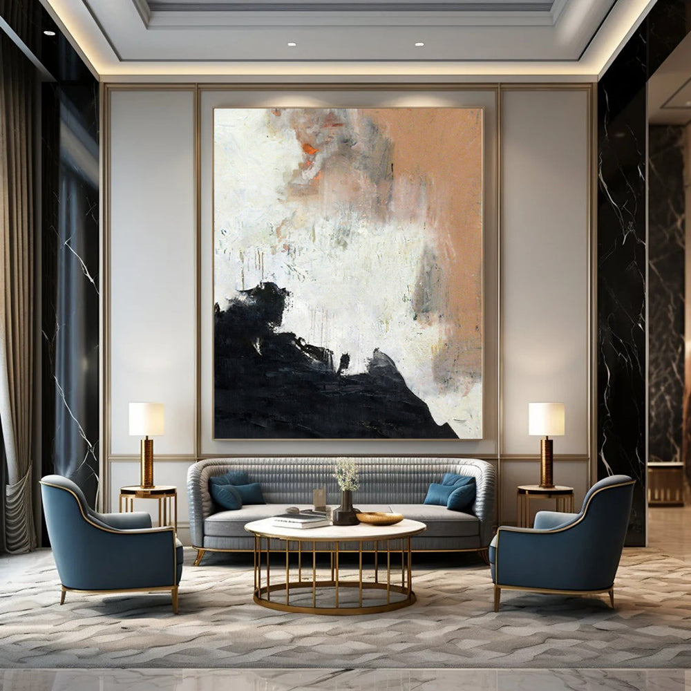 Regal Hand-Painted Abstract Canvas for Living Room Foyer Adjacent Walls