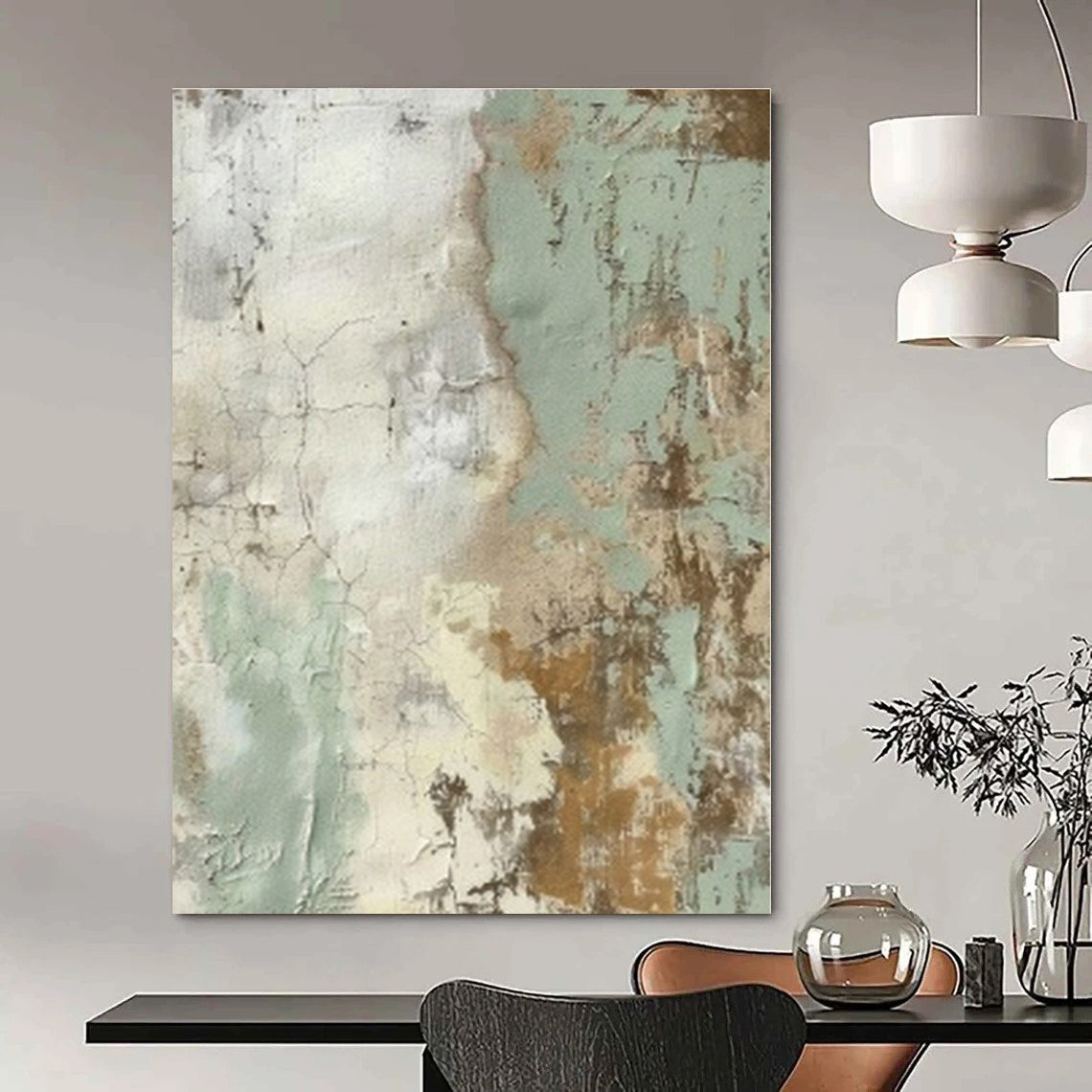 Inspirational Hand-Painted Abstract Canvas for Office Feature Walls