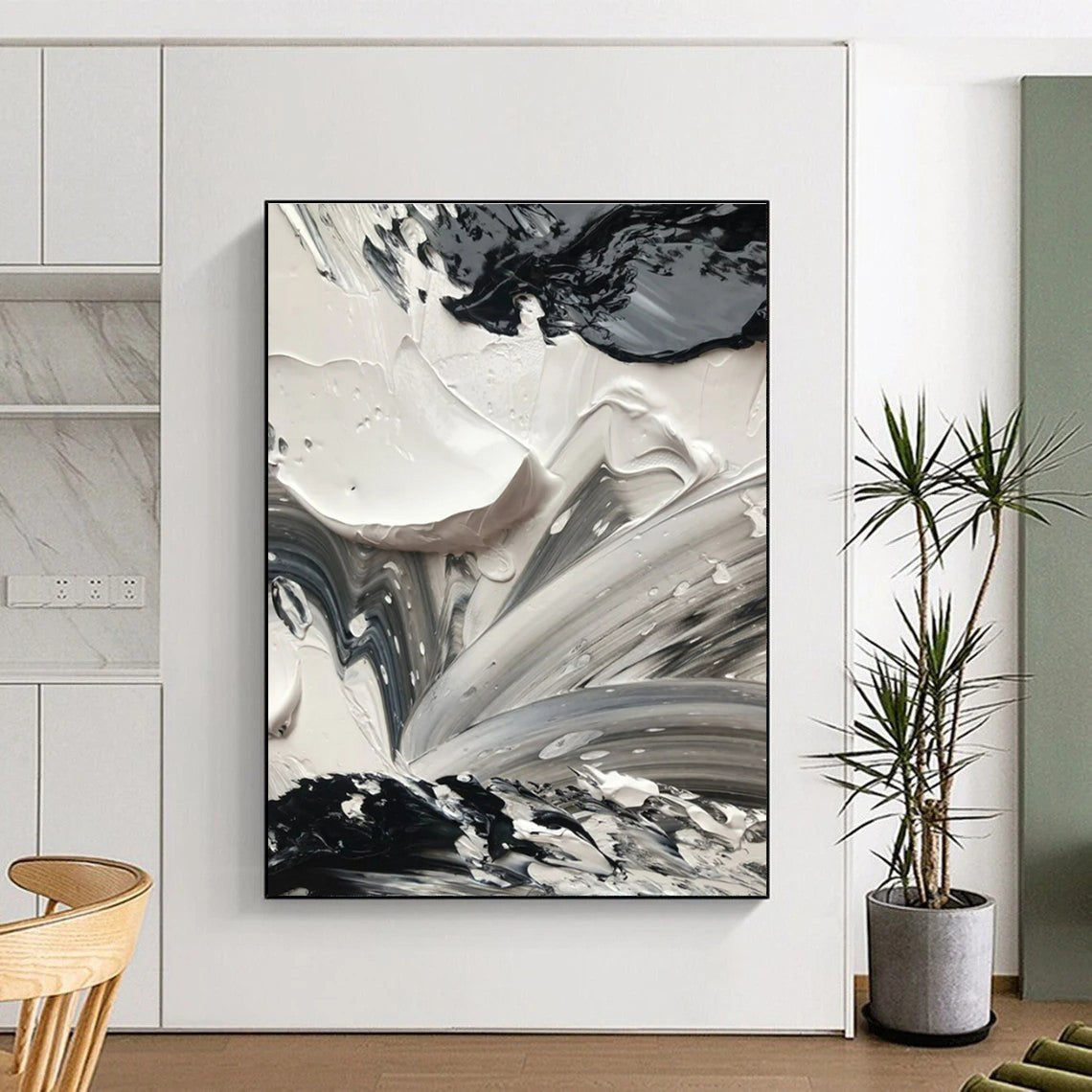 Oversized Hand-Painted Abstract Canvas for Home Music Studio Recording Booth Wall