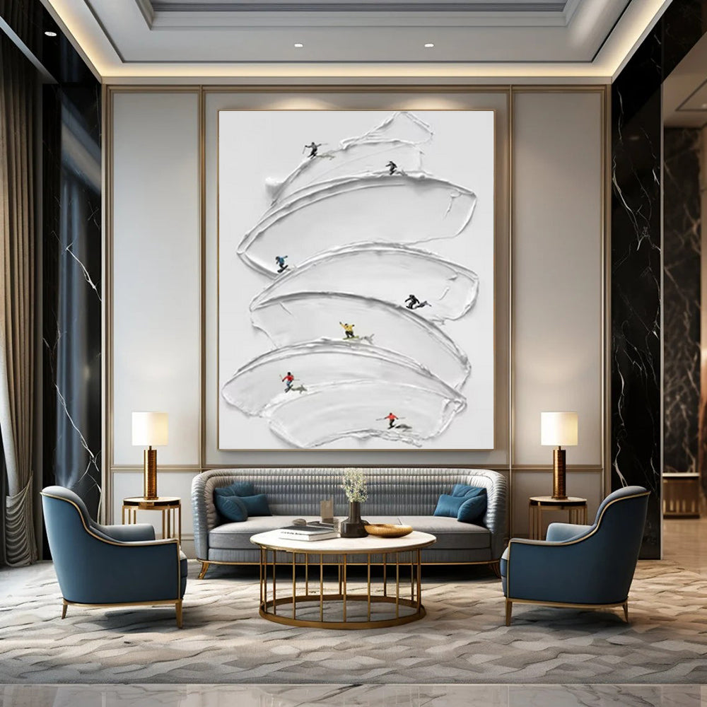 Large-Scale Hand-Painted Abstract Art for Dining Room and Hotel Lobby